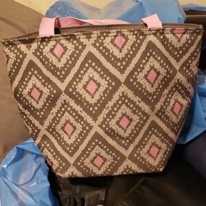 Stylish Pink and Gray Patterned Women's Lunch Bag
